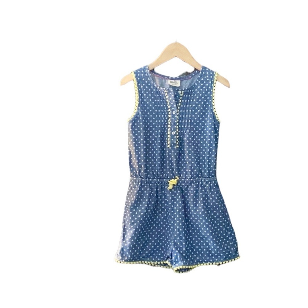 Mini Boden Polka Dot Summer Cotton Romper Girls Size 7/8